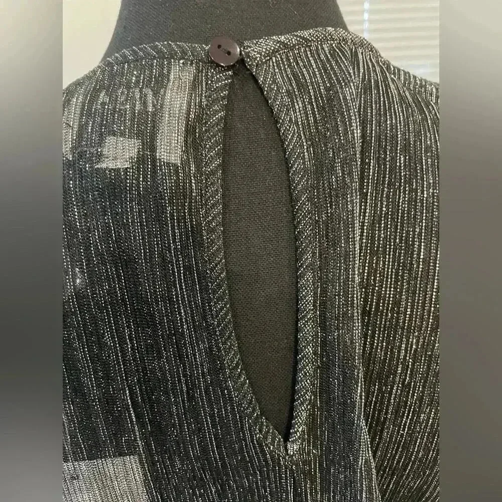 MISA Los Angeles NWT Metallic Black & Silver Smocked Mini Dress Womens Size XS - Picture 10 of 12